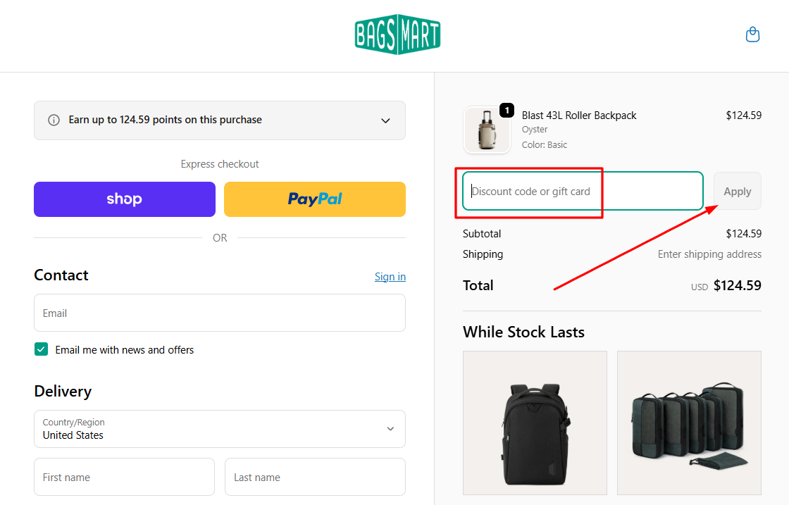 How to activate a BAGSMART promo code